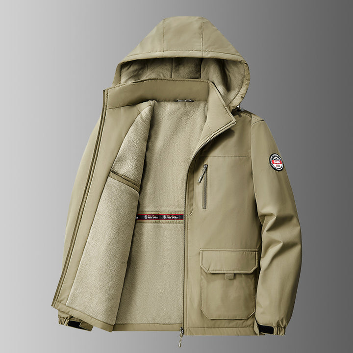 Herren nan gefütterte Softshell-Winterjacke mit Teddyfutter, verstellbarer Kapuze und multifunktionalen Taschen Echo Archiv