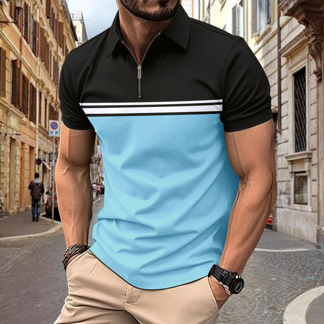 Herren Polo Shirt mit modernem Stehkragen und sportlichem Reißverschluss Echoarchiv