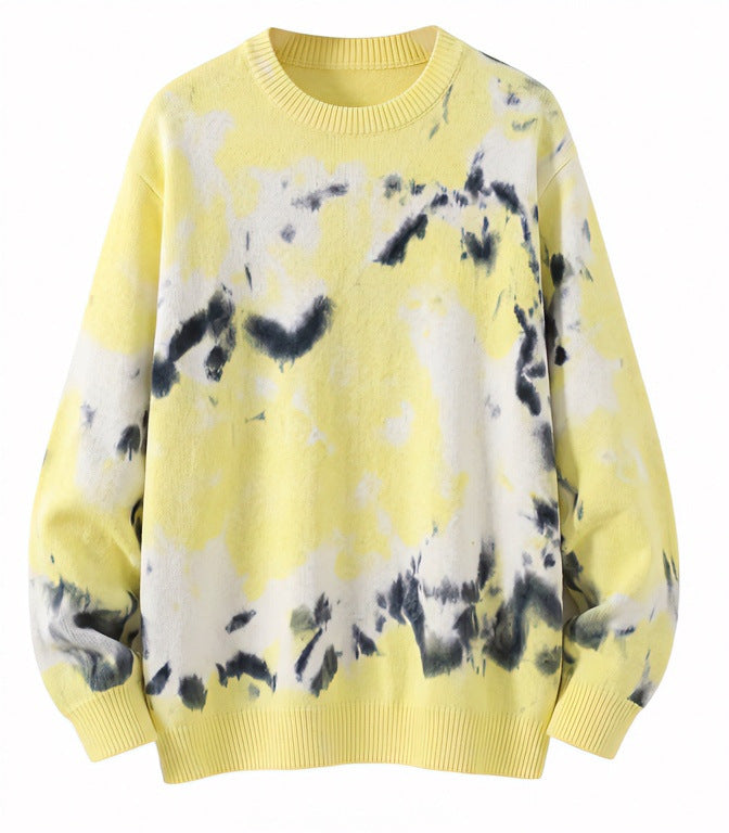 Herren Oversized Batik-Pullover mit Rundhalsausschnitt und Rippbündchen Echoarchiv