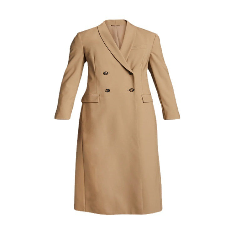 Damen Maxilanger Einreihiger Longcoat im minimalistischen Trenchstil mit weichem Fall Echoarchiv