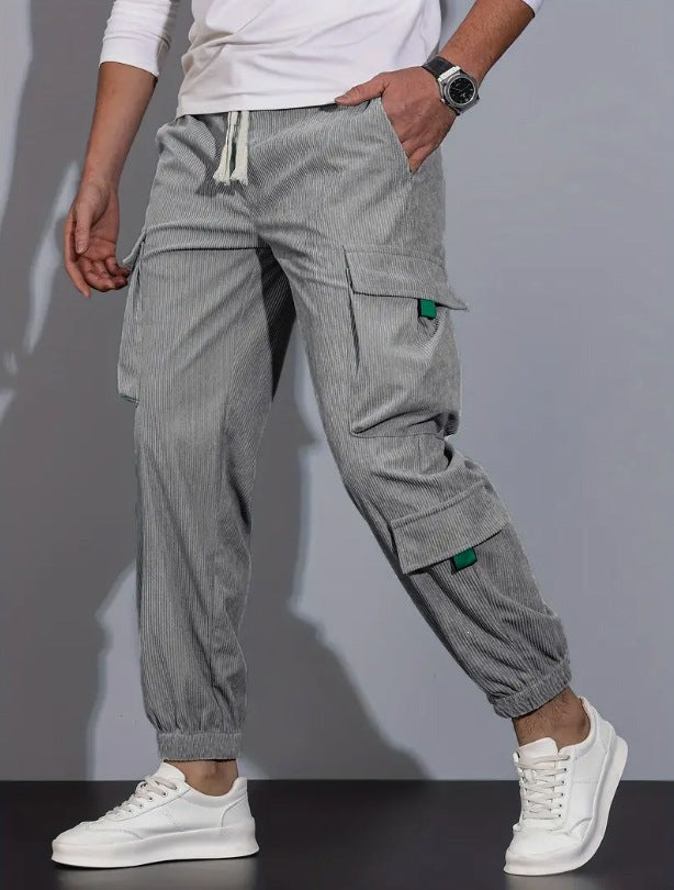 Herren Kord-Cargo-Jogginghose mit elastischem Bund, Tunnelzug & Multifachtaschen Echo Archiv