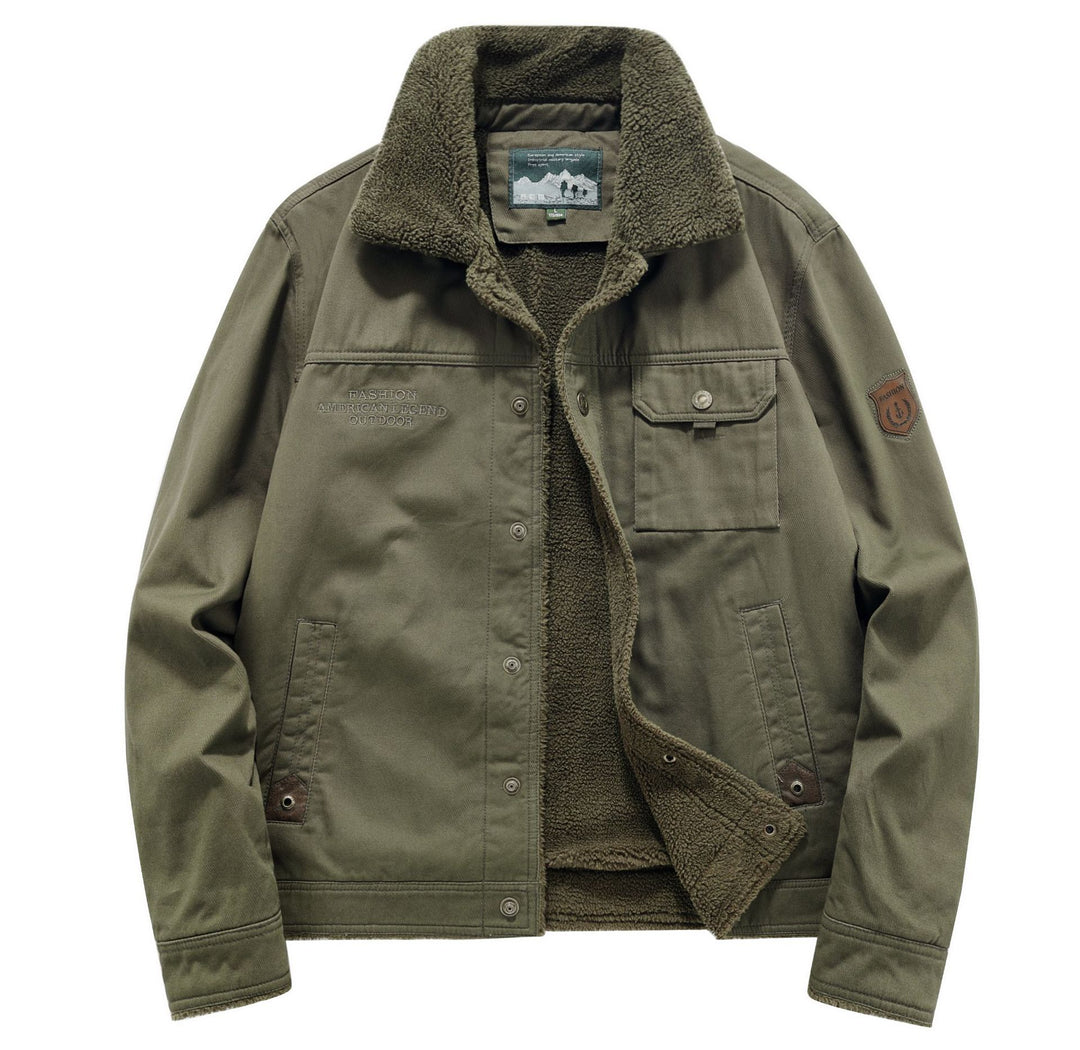 Herren Sherpa-gefütterte Canvas-Fieldjacke mit Hemdkragen und Utility-Taschen Echo Archiv