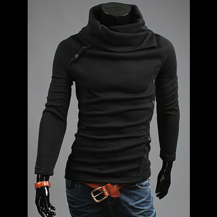 Herren nan Strickpullover mit großem Schalkragen, asymmetrischer Knopfleiste und schmaler Silhouette Echo Archiv