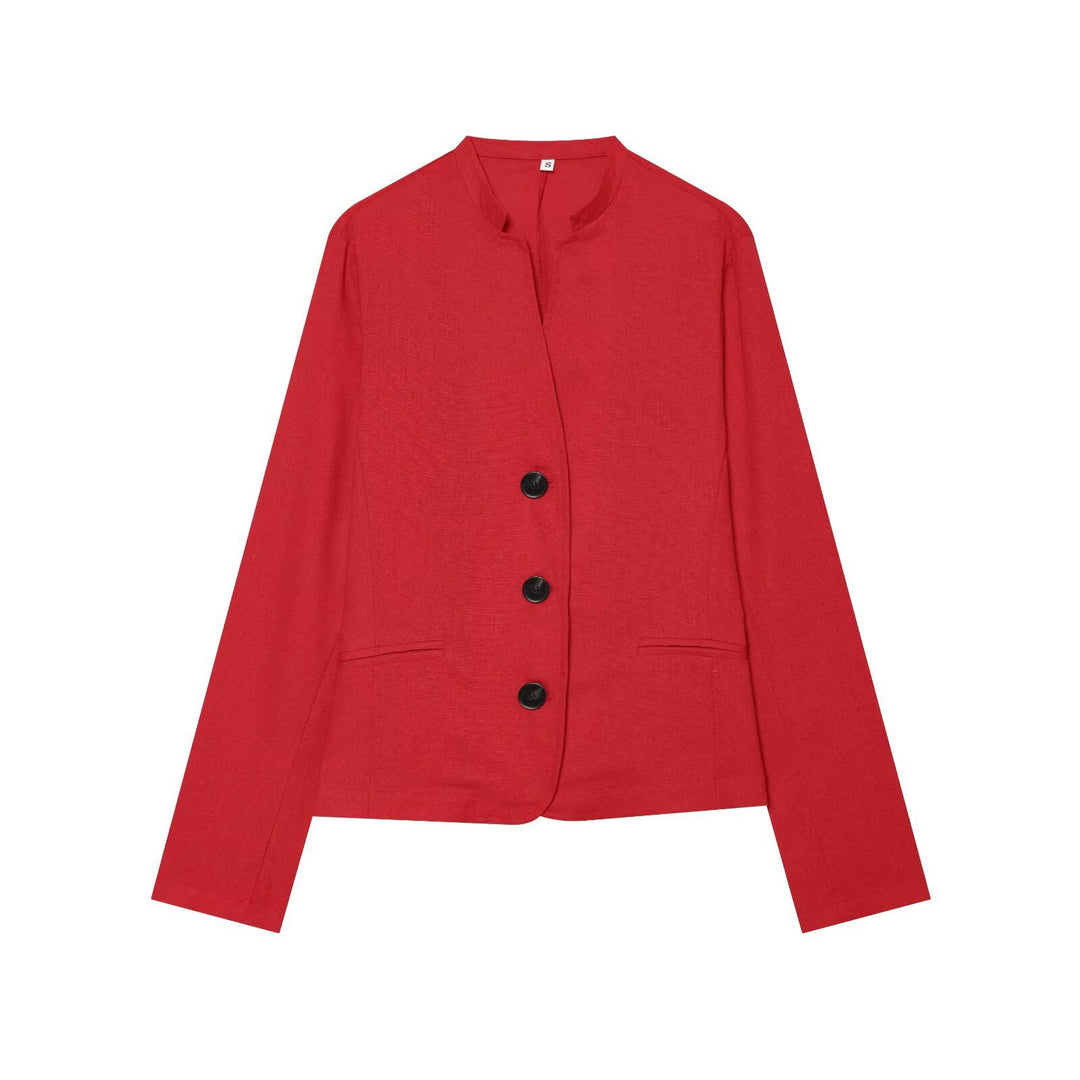 Damen Leichte taillierte Blazerjacke mit Stehkragen und Drei-Knopf‑Verschluss Echo Archiv