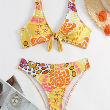 Damen Crop-Bikini mit floralem Knötchen-Design Echo Archiv