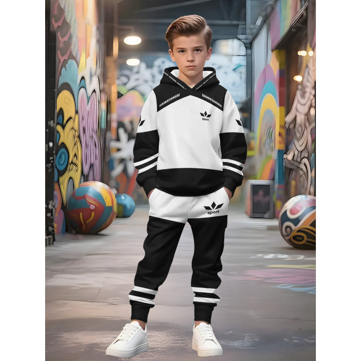 Unisex nan Kinder Jogginganzug mit Kapuzenpullover und detailreichem Auto-Print Echo Archiv