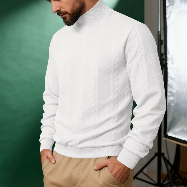 Herren nan Strickpullover mit Stehkragen, Zopfmuster, weichem Rippbündchen und Regular Fit Echo Archiv