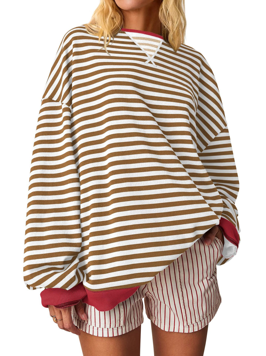 Damen Oversized gestreifter Sweatshirt – Mavelle