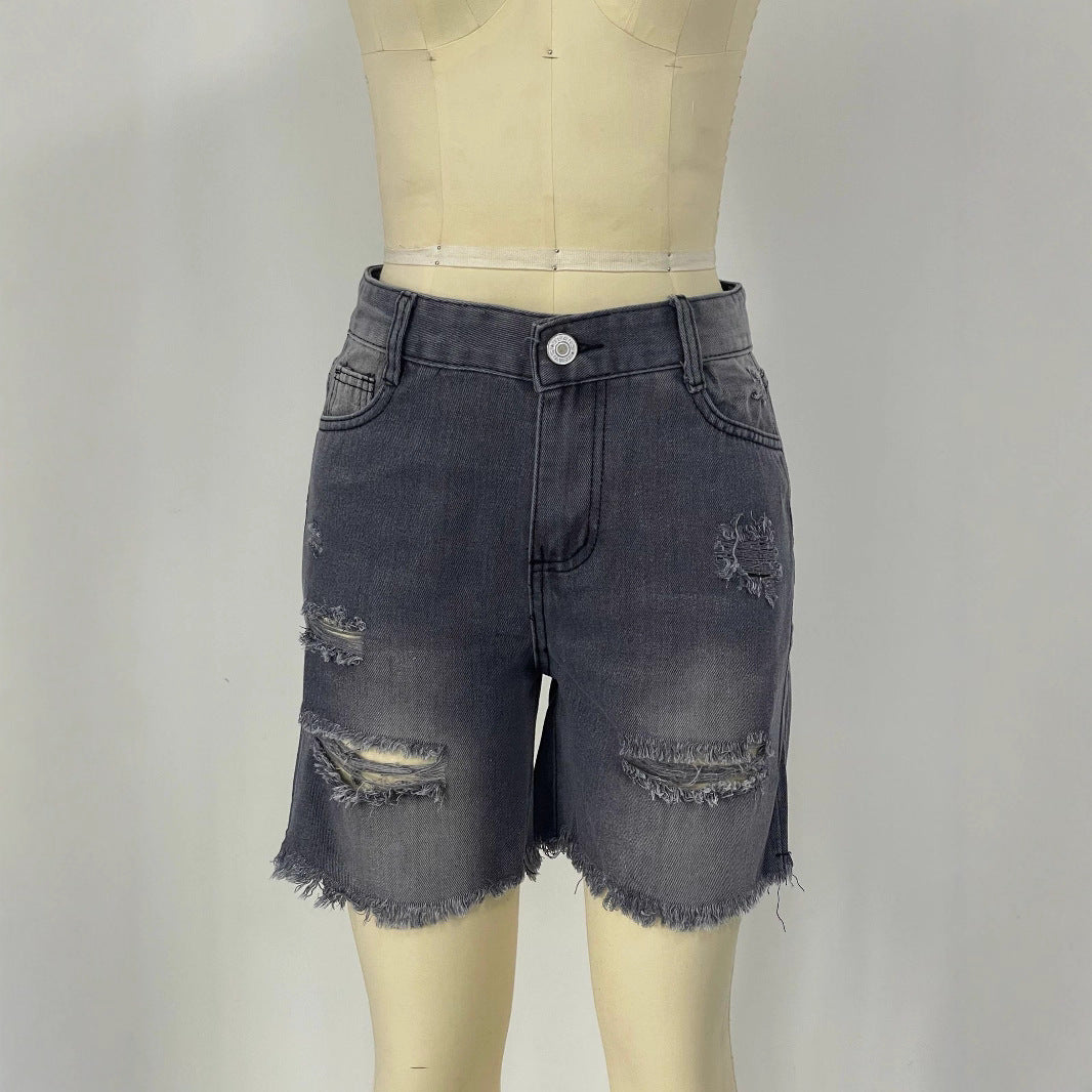 Damen klassische Destroyed Jeansshorts mit lässigem Schnitt Echo Archiv