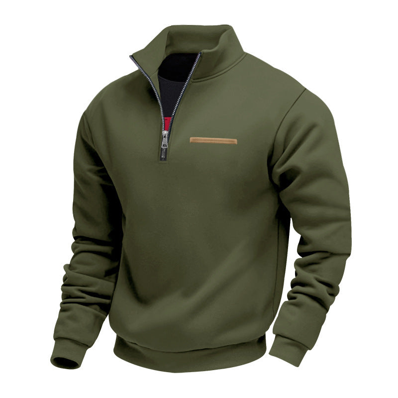 Herren nan wattierter Halbzip Sweatpullover mit Stehkragen und Brusttasche Echo Archiv