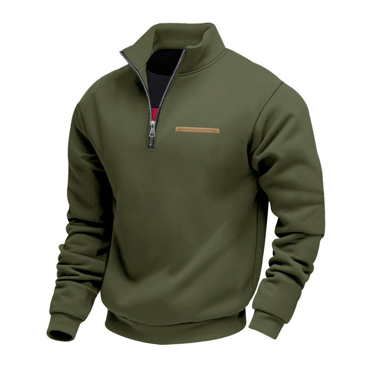 Herren nan wattierter Halbzip Sweatpullover mit Stehkragen und Brusttasche Echo Archiv