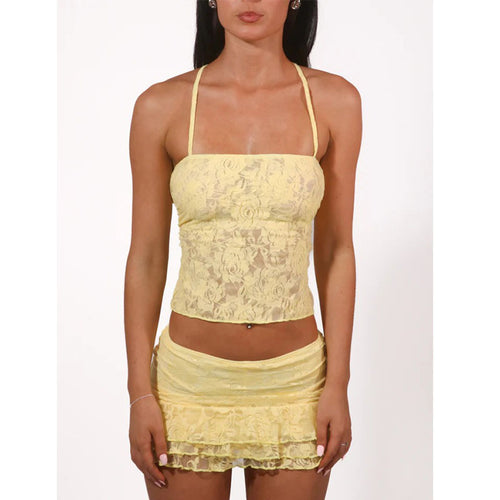 Damen Spitzencrop-Top mit gewelltem Rock Echo Archiv