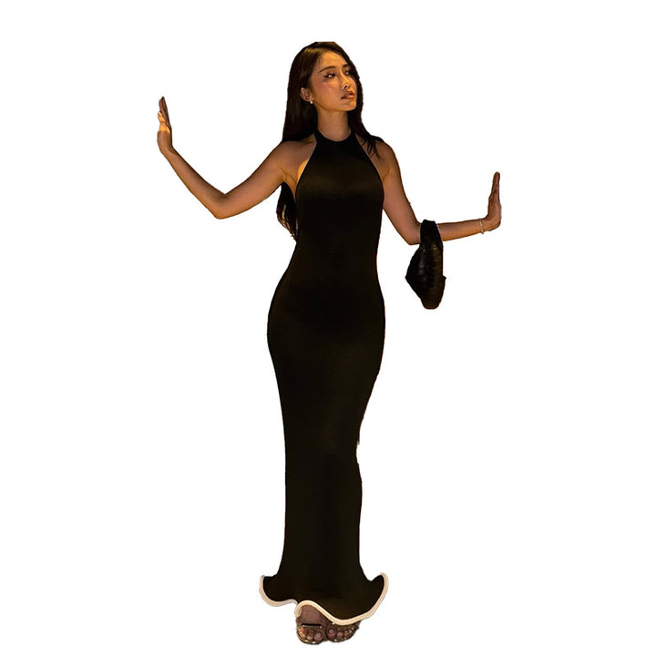 Damen figurbetontes Maxikleid mit asymmetrischem Ausschnitt und elegantem Schlitz Echo Archiv