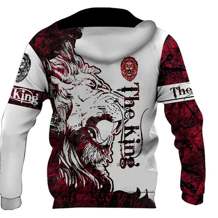 Herren Kapuzenpullover mit auffälligem Löwenmotiv und kreativen Grafiken Echoarchiv