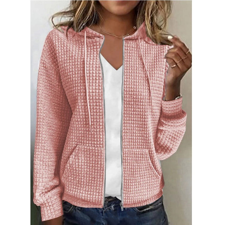 Damen Kapuzenjacke mit Waffelstruktur, Reißverschluss und Eingrifftaschen Echoarchiv