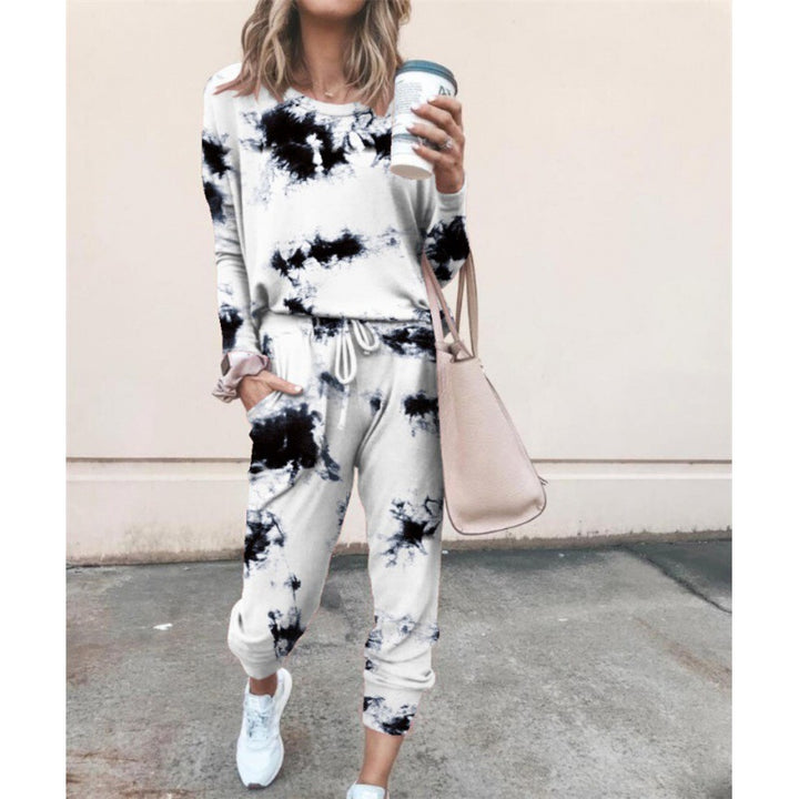 Damen Lässiger Tie-Dye Lounge-Jumpsuit mit Kordelzug und Eingrifftaschen – Solévia