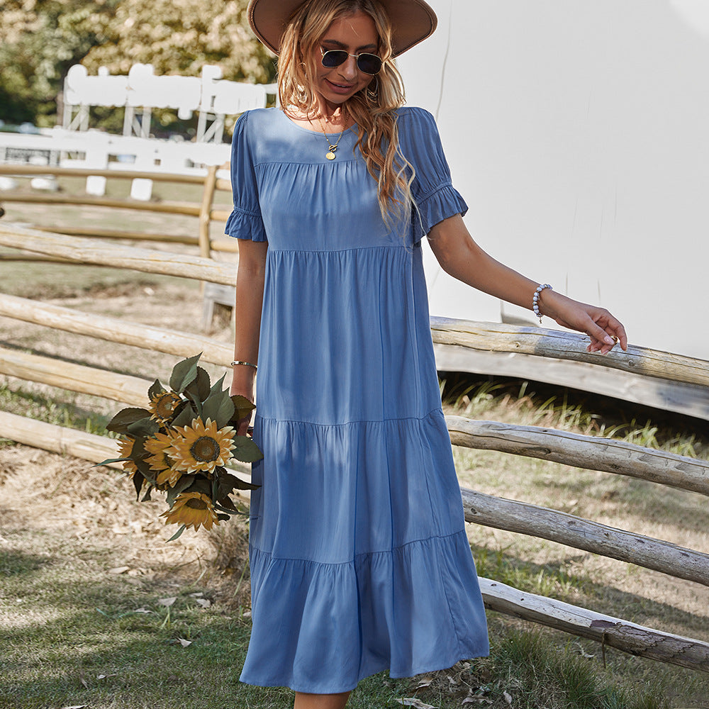Damen Midikleid mit Rüschendetails und fließendem Schnitt Echo Archiv