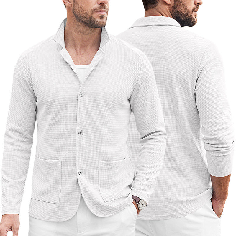 Herren Strickblazer-Cardigan mit Strukturstrick und aufgesetzten Taschen – Tianoro