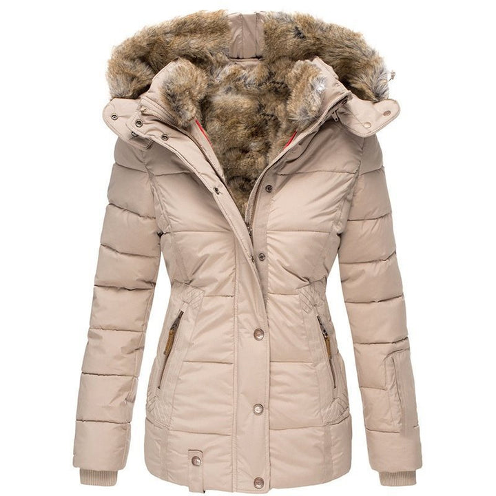 Damen Stepp-Parka mit tailliertem Schnitt und Kunstfellkapuze Echo Archiv