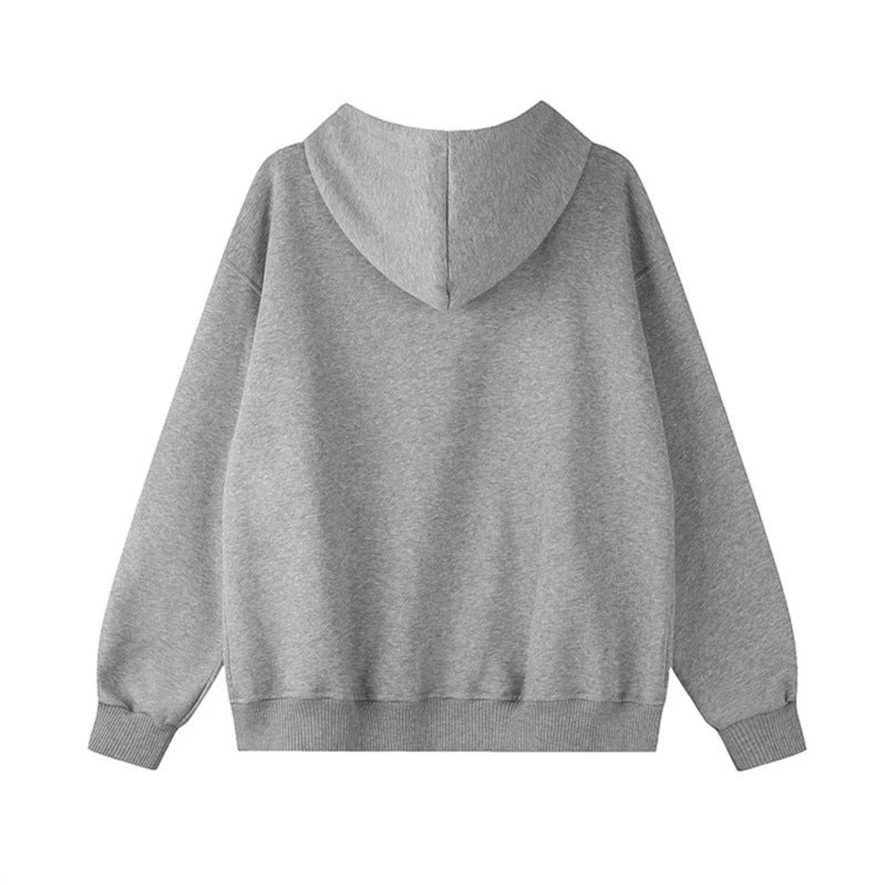 Damen Kapuzen-Sweatjacke mit durchgehendem Reißverschluss, Oversize-Schnitt und Statement-Frontprint Echoarchiv