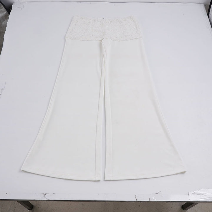 Damen weit geschnittene Palazzo-Hosen mit Spitze am Bund Echo Archiv