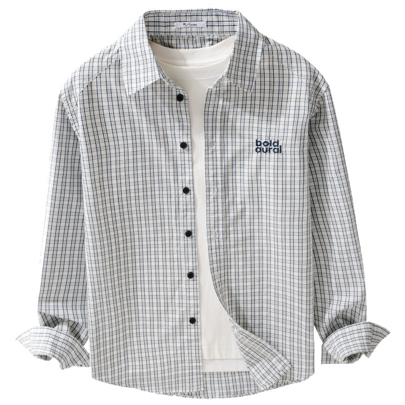 Herren Baumwoll-Overshirt mit feinem Gitterkaro und Kentkragen Echoarchiv