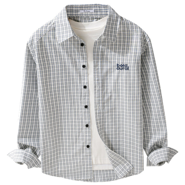 Herren Baumwoll-Overshirt mit feinem Gitterkaro und Kentkragen Echoarchiv