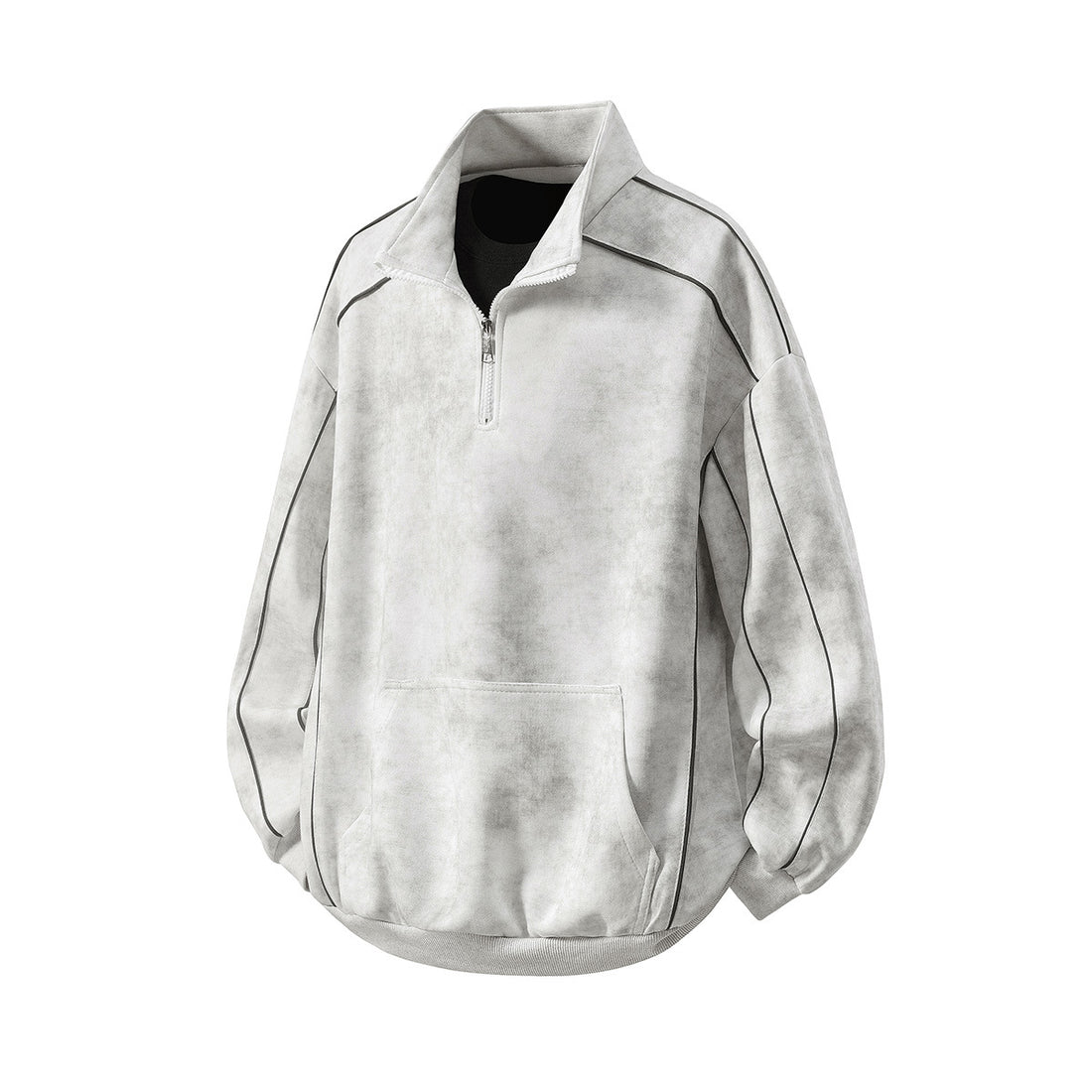 Herren Oversize-Halbzip-Sweatshirt mit Kängurutasche, kontrastpaspel und Ballonärmeln Echo Archiv