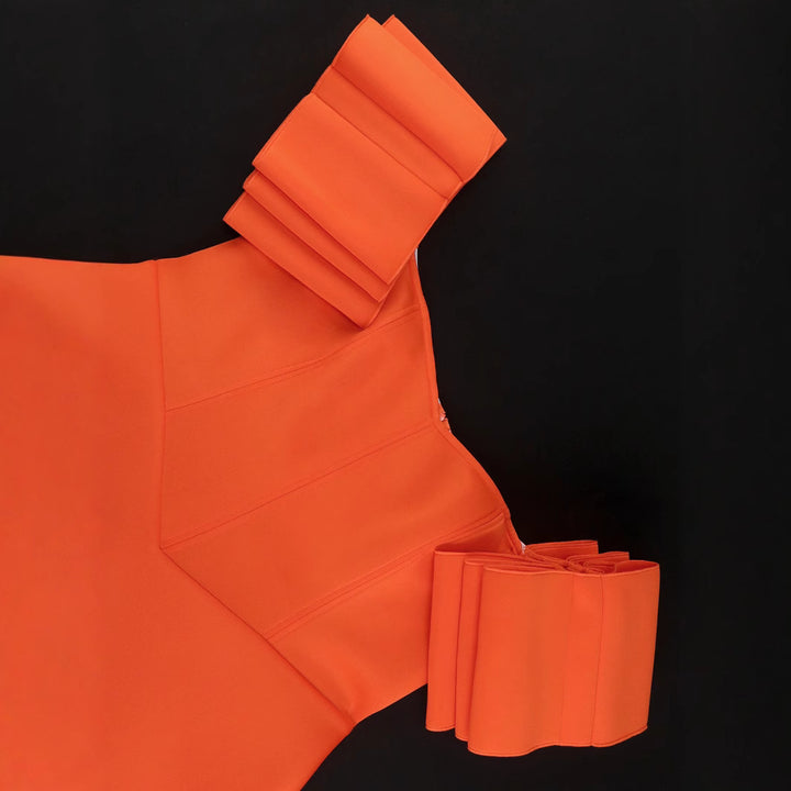 Damen Off-Shoulder Kleid mit Volantärmeln und asymmetrischem Saum Echo Archiv