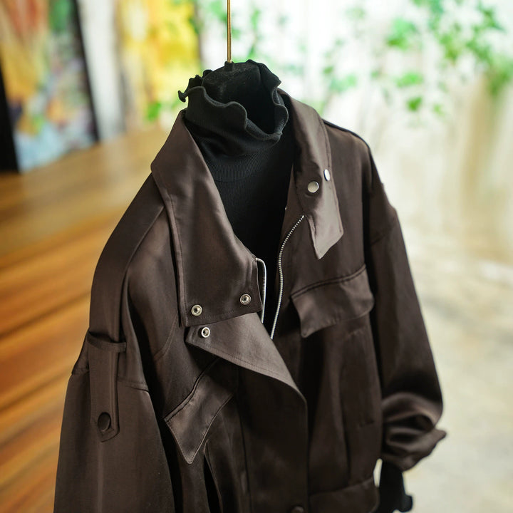 Damen elegante Utility-Jacke mit hohem Kragen Echoarchiv