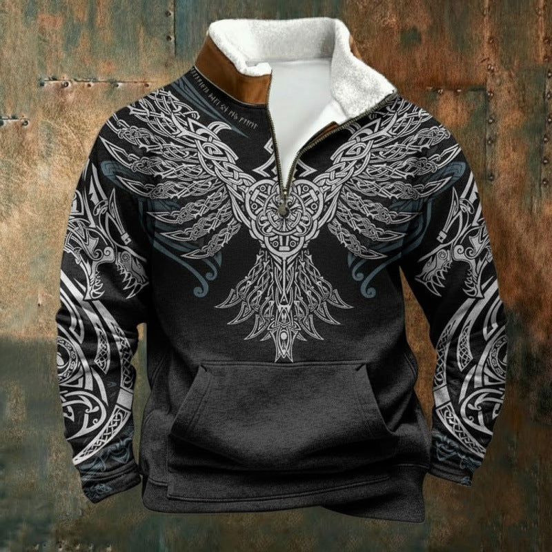 Herren Urbaner Fleece Pullover mit Baum-Motiv Echoarchiv