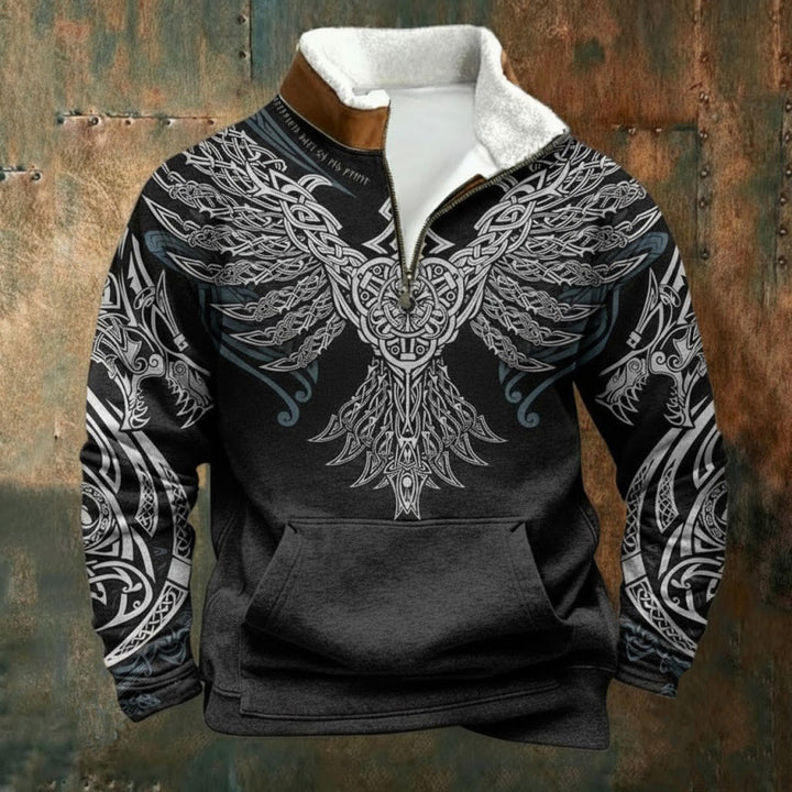 Herren Urbaner Fleece Pullover mit Baum-Motiv Echoarchiv