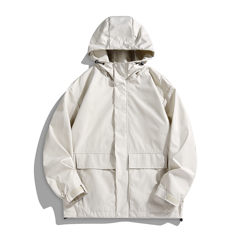 Unisex Wasserdichte Kapuzen-Übergangsjacke mit verstellbarer Kapuze & Utility-Taschen Echoarchiv