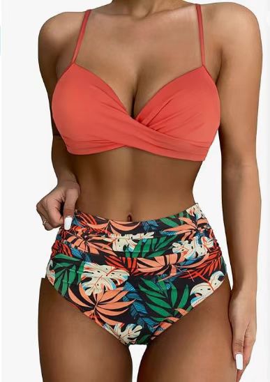 Damen Hochtailliertes Bikini-Set mit Raffungen Echo Archiv
