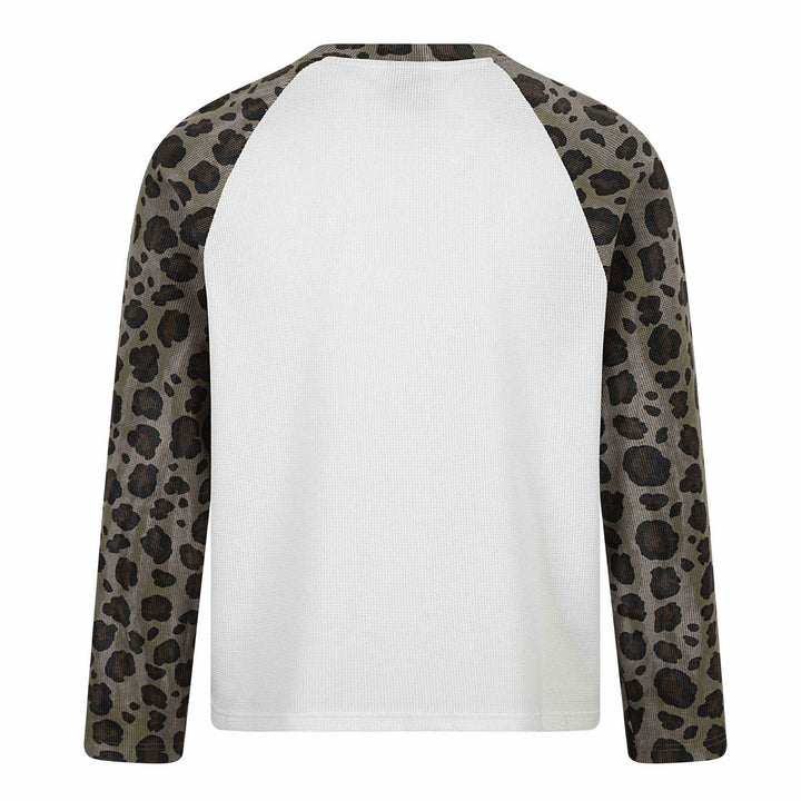 Damen Langarm-Thermo-Shirt mit Raglanärmeln und Leopard-Einsätzen Echoarchiv