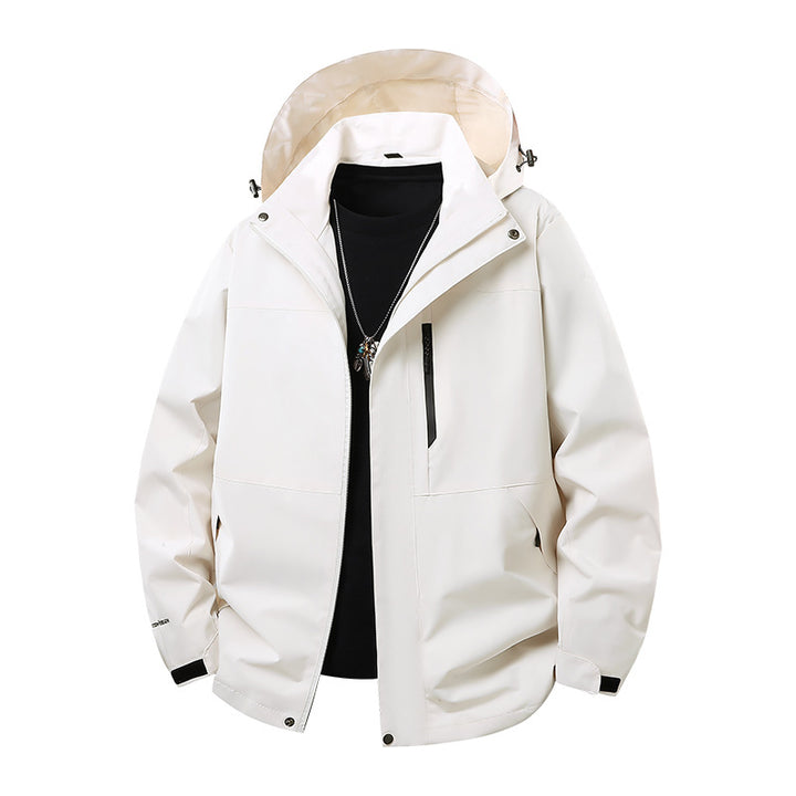 Herren Technische Softshell‑Regenjacke mit verschweißten Nähten, verstellbarer Kapuze und wasserabweisenden Reißverschlüssen Echo Archiv