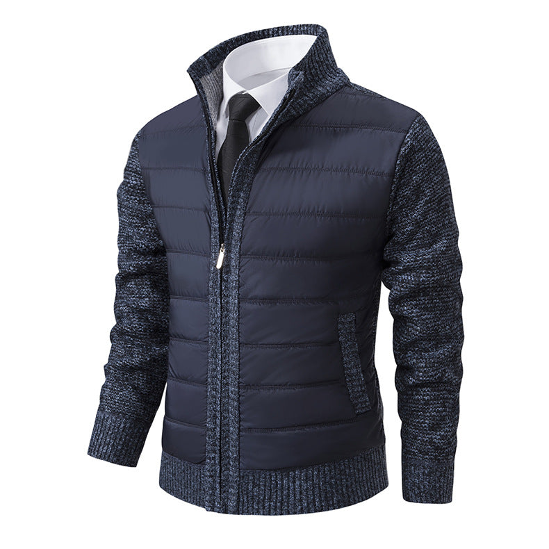 Herren nan gesteppte Hybrid-Strickjacke mit Stehkragen Reißverschluss und Eingrifftaschen Echo Archiv