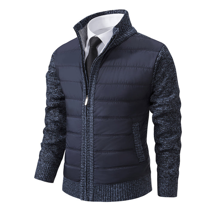 Herren nan gesteppte Hybrid-Strickjacke mit Stehkragen Reißverschluss und Eingrifftaschen Echo Archiv