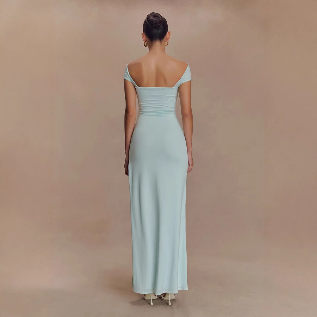 Damen Elegantes bodenlanges Kleid mit schulterfreiem Design Echo Archiv