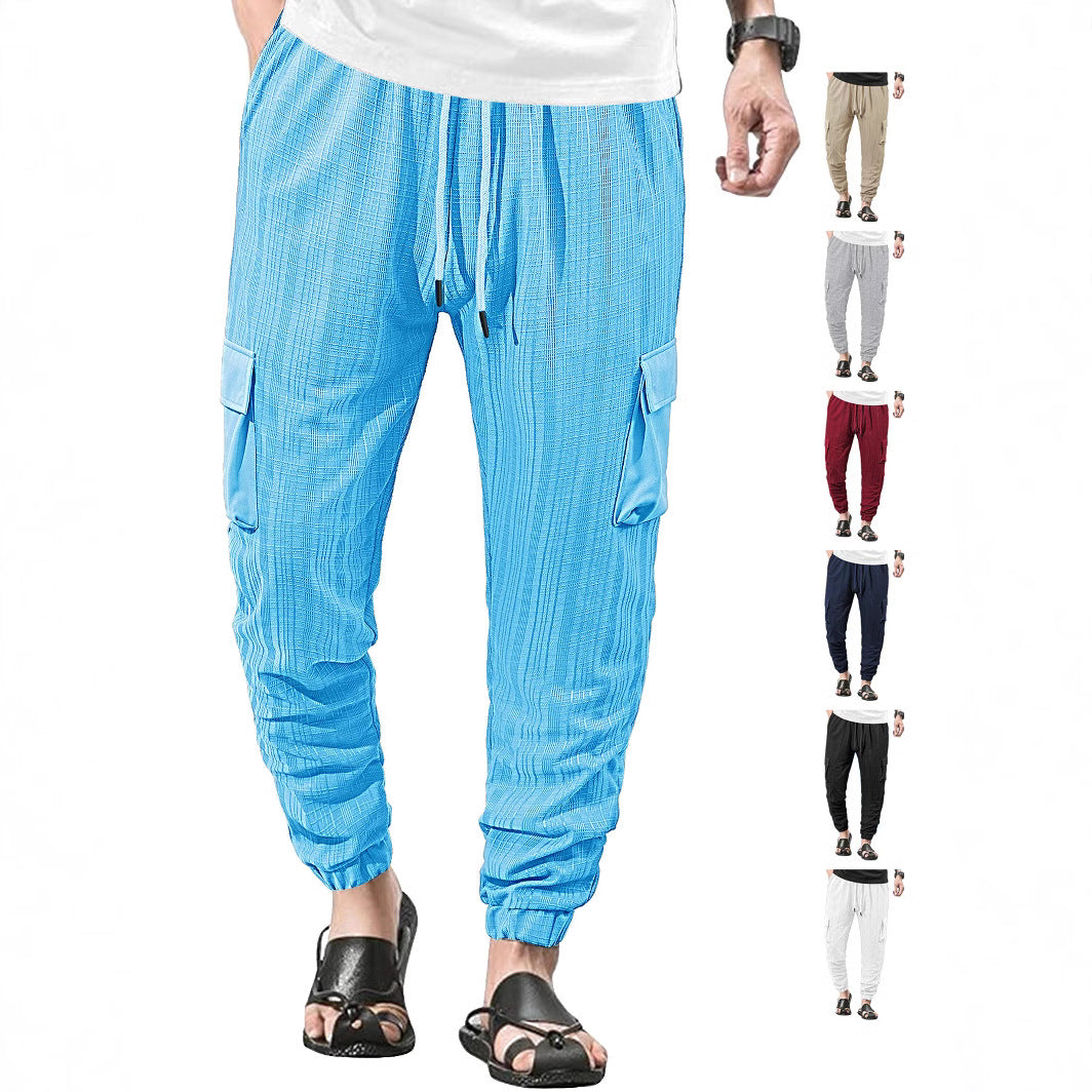 Herren modische Cargo-Hose mit elastischem Bund und seitlichen Taschen Echoarchiv