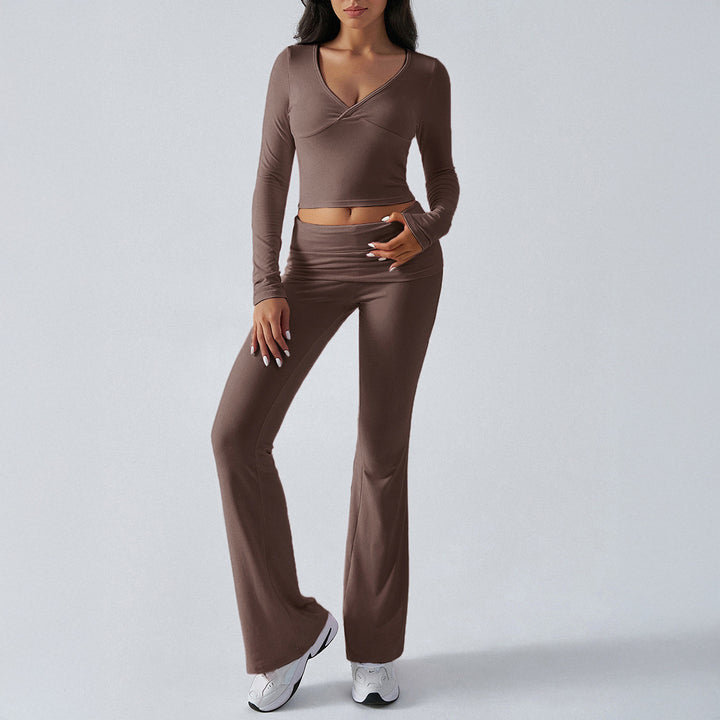 Damen nan figurbetonte Yoga-Set mit hoher Taille und V-Ausschnitt Echo Archiv