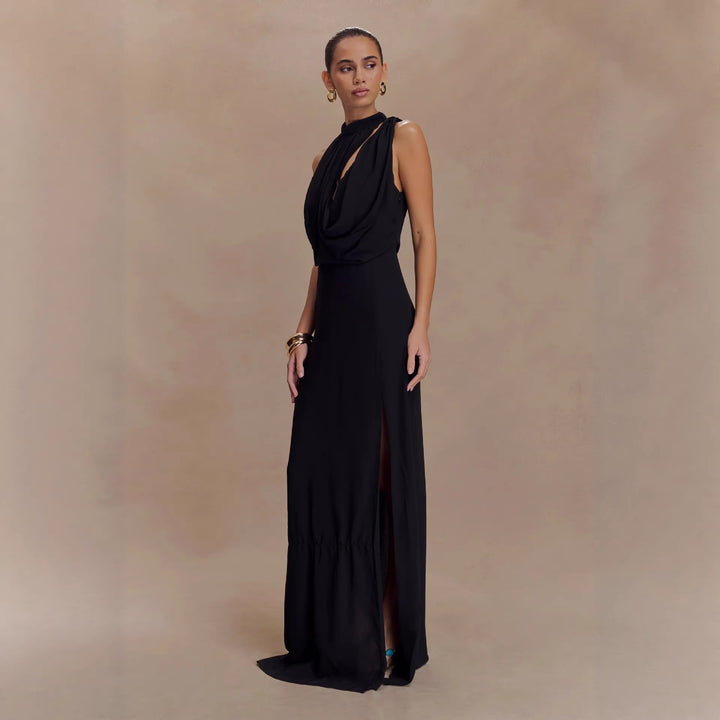 Damen Elegantes Maxi-Kleid mit drapiertem Oberteil Echo Archiv