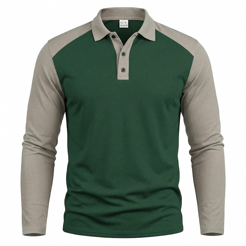 Herren nan langärmeliges Raglan-Polo aus Baumwollmix mit Knopfleiste und ergonomischem Schnitt Echo Archiv
