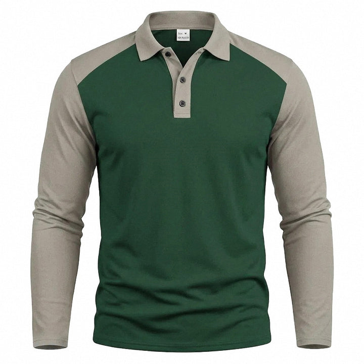 Herren nan langärmeliges Raglan-Polo aus Baumwollmix mit Knopfleiste und ergonomischem Schnitt Echo Archiv
