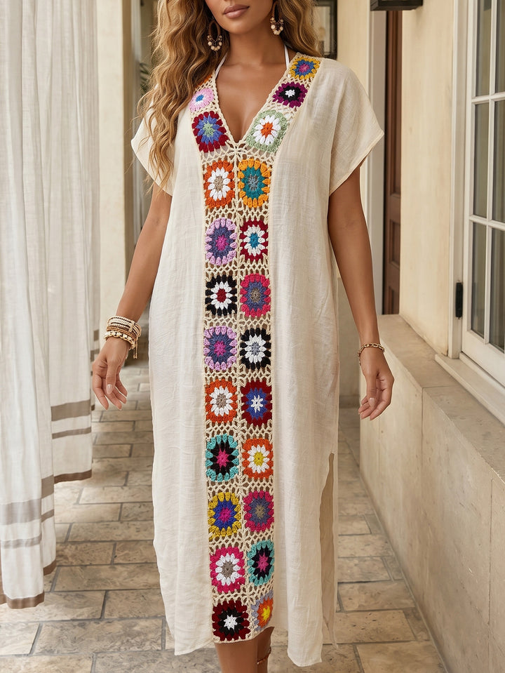 Damen Häkel-Strandkimono mit floralem Patchwork-Design Echo Archiv
