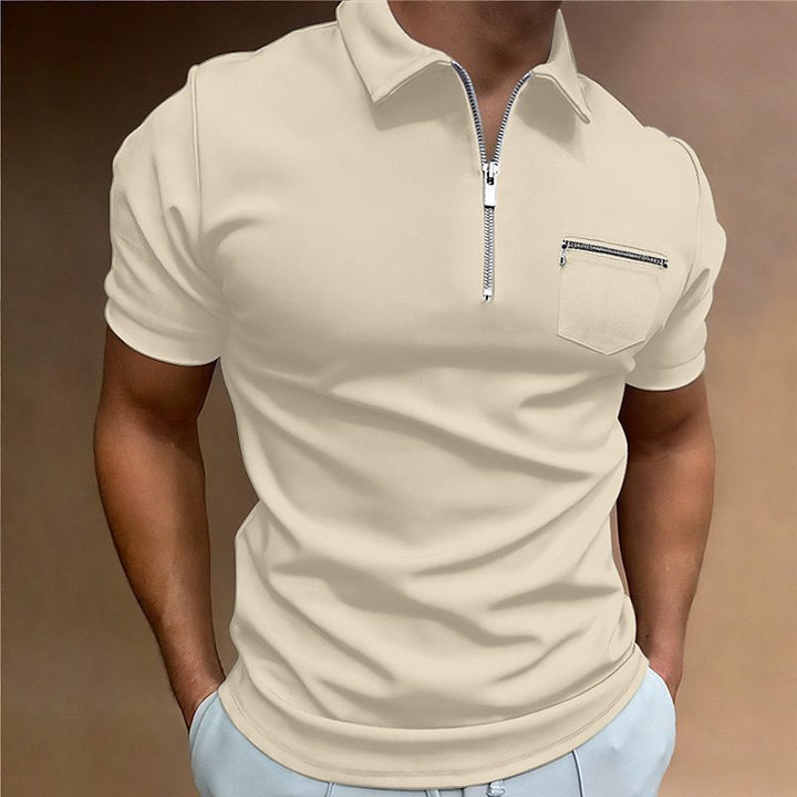 Herren Poloshirt mit modischem Reißverschluss und praktischer Brusttasche Echoarchiv