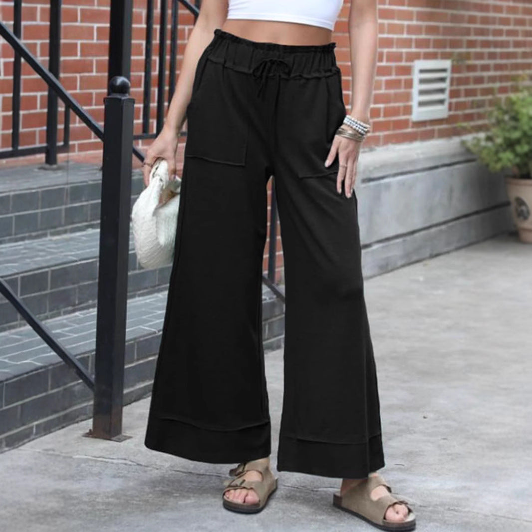 Damen Modische Palazzo-Hose mit elastischem Bund und praktischen Taschen Echo Archiv