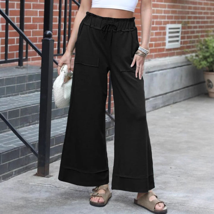 Damen Modische Palazzo-Hose mit elastischem Bund und praktischen Taschen Echo Archiv