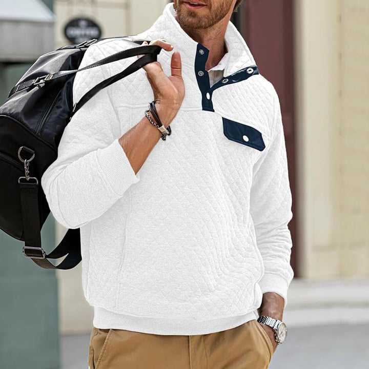Herren Stepp-Sweatshirt mit Stehkragen, Halbreißverschluss und Brusttasche – Norvane