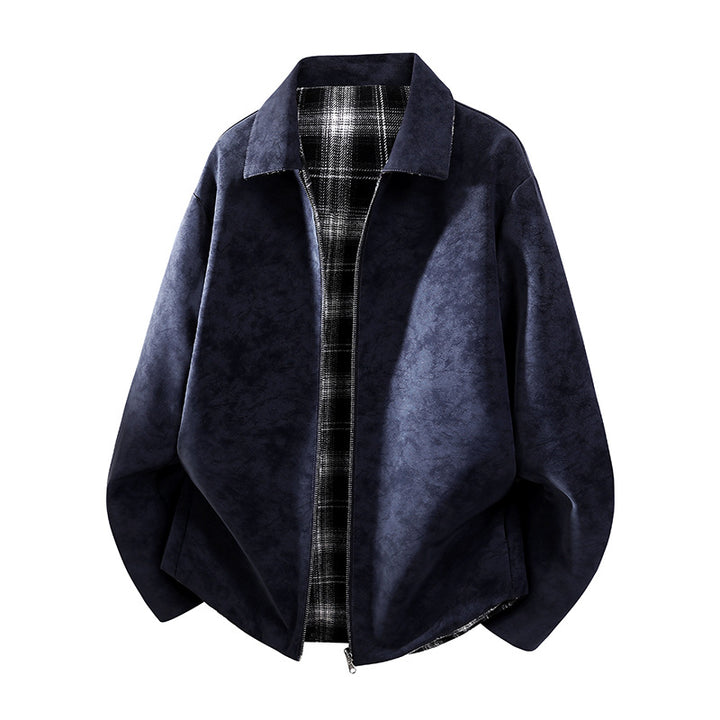 Herren Oversize Hemdjacke im Wildleder-Look mit karierter Flanell-Innenfütterung Echo Archiv